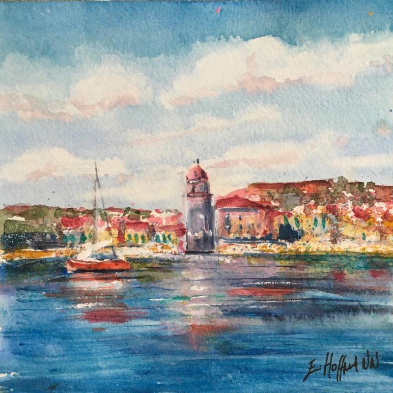 Painting Collioure by Hoffmann Elisabeth | Painting Figurative Landscapes Urban Marine Watercolor