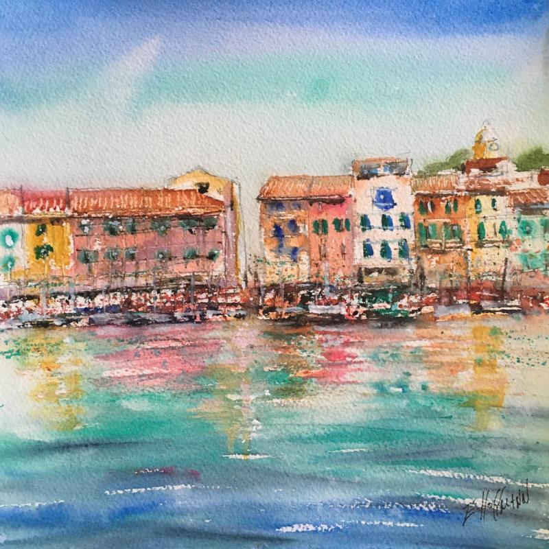 Painting St Tropez by Hoffmann Elisabeth | Painting Figurative Watercolor Urban
