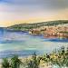 Gemälde La baie de Nice  von Hoffmann Elisabeth | Gemälde Figurativ Landschaften Urban Marine Aquarell