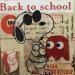 Gemälde Snoopy back to school von Kikayou | Gemälde Pop-Art Pop-Ikonen Graffiti Acryl Collage
