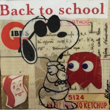 Peinture Snoopy back to school par Kikayou | Tableau Pop-art Acrylique, Collage, Graffiti Icones Pop