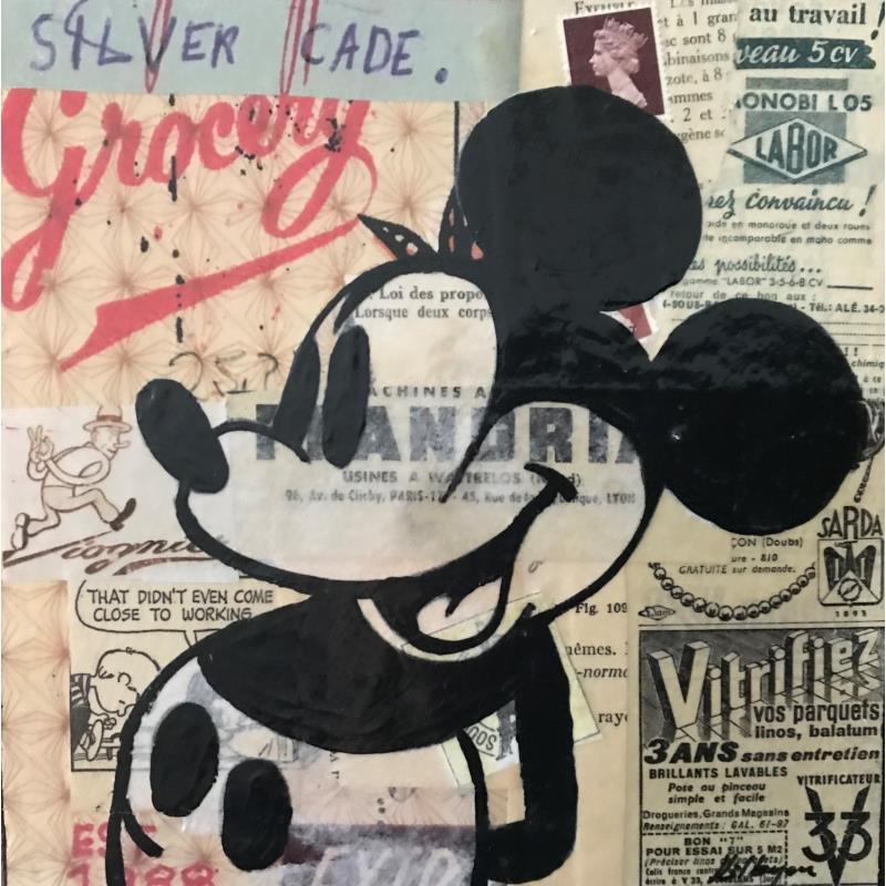 Peinture Mickey vintage par Kikayou | Tableau Pop-art Icones Pop Graffiti Acrylique Collage