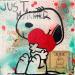 Gemälde Snoopy love von Kikayou | Gemälde Pop-Art Pop-Ikonen Graffiti Acryl Collage