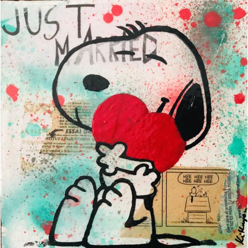 Painting Snoopy love by Kikayou | Painting Pop-art Acrylic, Gluing, Graffiti Pop icons