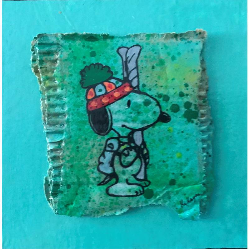Painting Snoopy ski by Kikayou | Painting Pop-art Pop icons Graffiti Acrylic Gluing