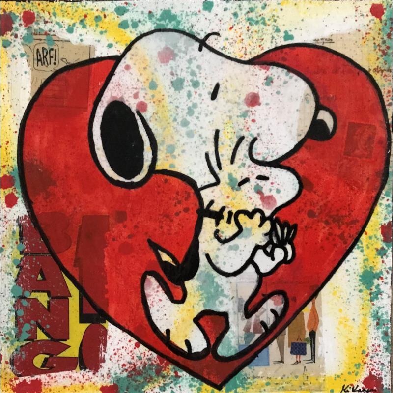 Peinture Love par Kikayou | Tableau Pop-art Icones Pop Graffiti Acrylique Collage