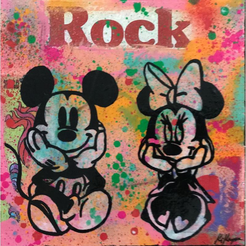 Painting Mickey et minnie by Kikayou | Painting Pop-art Acrylic, Gluing, Graffiti Pop icons