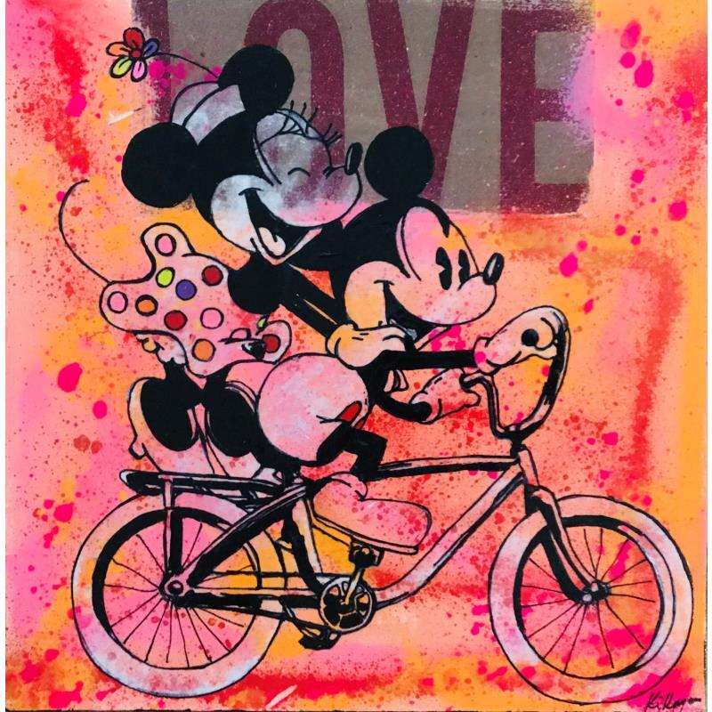 Gemälde Love is in the air von Kikayou | Gemälde Pop-Art Pop-Ikonen Graffiti Acryl Collage