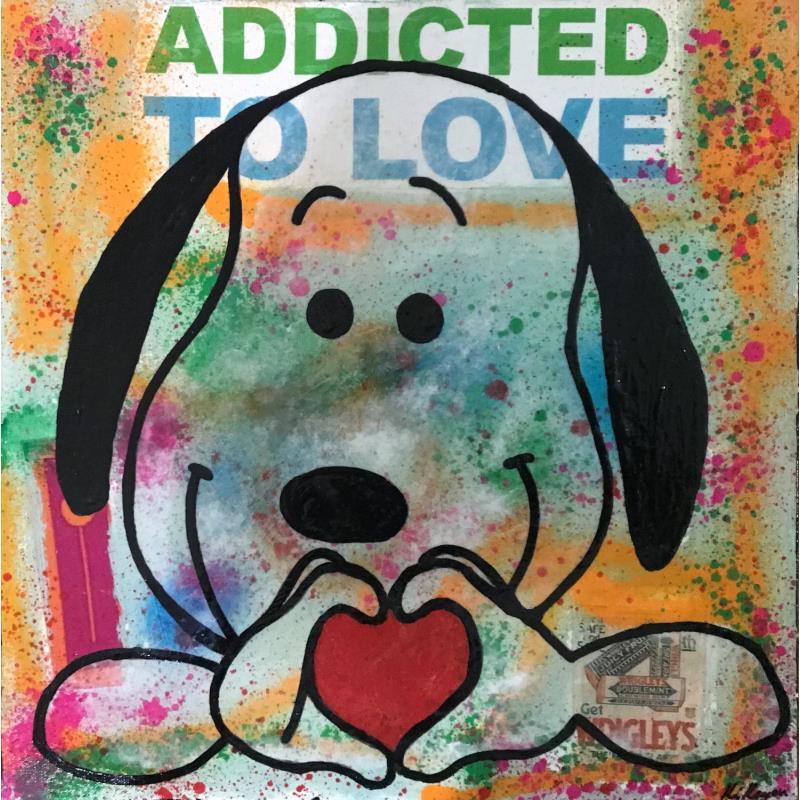 Painting Addicted to love by Kikayou | Painting Pop-art Acrylic, Gluing, Graffiti Pop icons