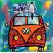 Gemälde Van travel von Kikayou | Gemälde Pop-Art Pop-Ikonen Graffiti Acryl Collage