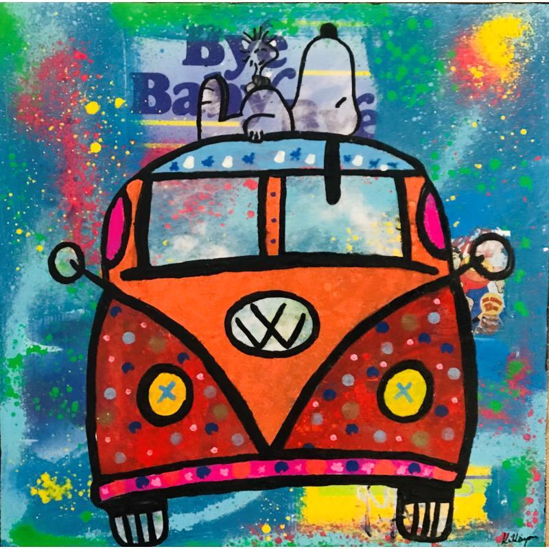 Painting Van travel by Kikayou | Painting Pop-art Pop icons Graffiti Acrylic Gluing