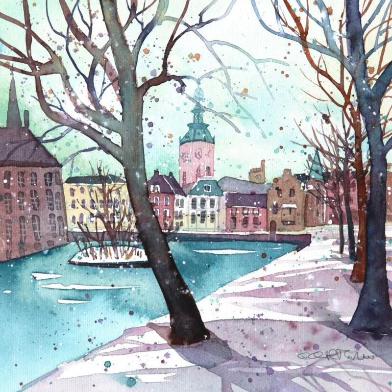 Painting NO.  231188  THE HAGUE  HOFVIJVER by Thurnherr Edith | Painting Subject matter Watercolor Pop icons, Urban