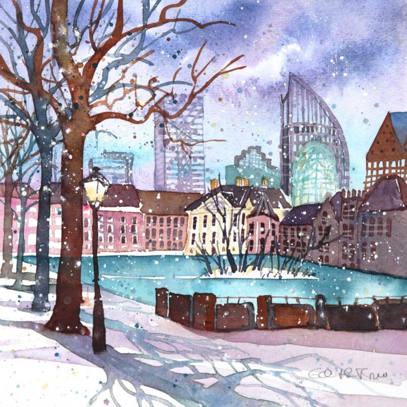 Painting NO.  23189  THE HAGUE  HOFVIJVER by Thurnherr Edith | Painting Subject matter Watercolor Pop icons, Urban