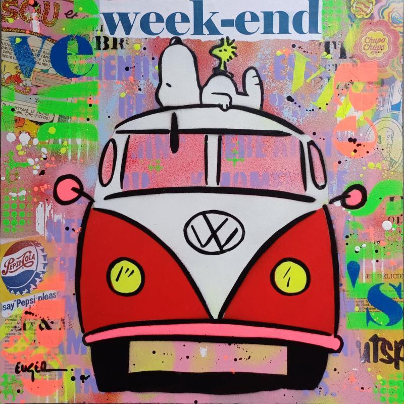 Painting WEEK-END EN COMBI by Euger Philippe | Painting Pop-art Acrylic, Gluing Pop icons