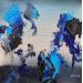 Peinture Trees are blue par Virgis | Tableau Abstrait Minimaliste Huile
