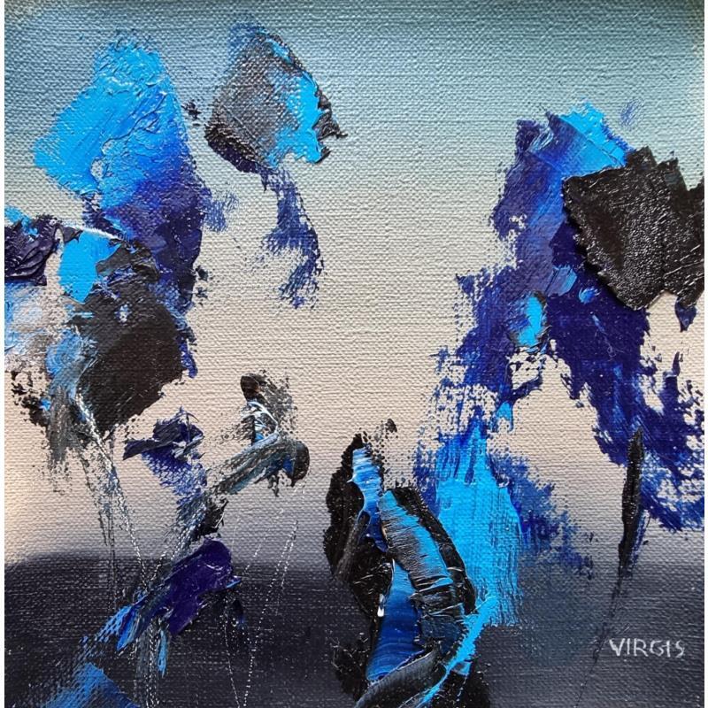 Peinture Trees are blue par Virgis | Tableau Abstrait Huile Minimaliste