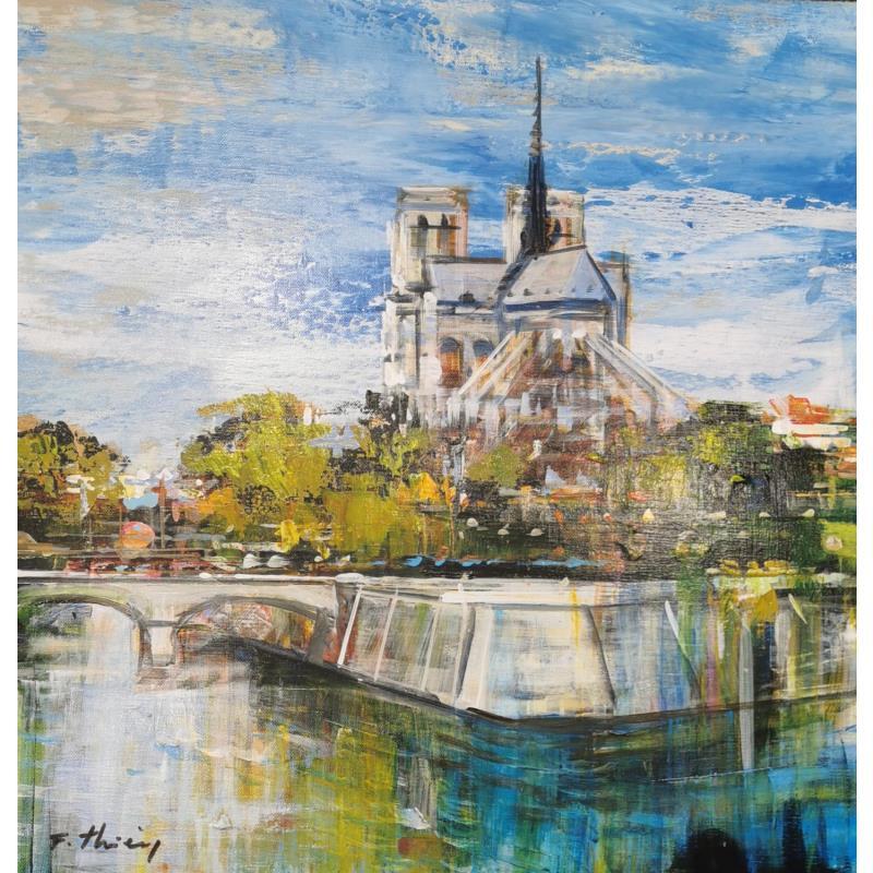 Painting Pont Paris 2 by Frédéric Thiery | Painting Figurative Acrylic Architecture, Urban