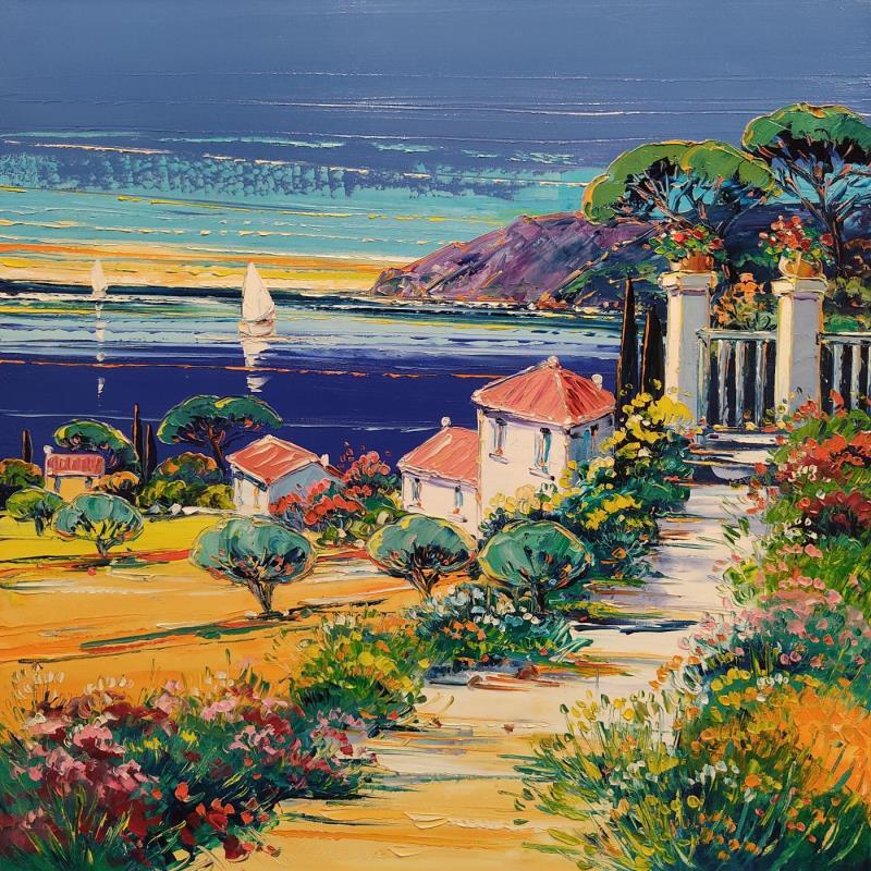 Peinture Vacances sur la Riviera par Corbière Liisa | Tableau Figuratif Huile Paysages