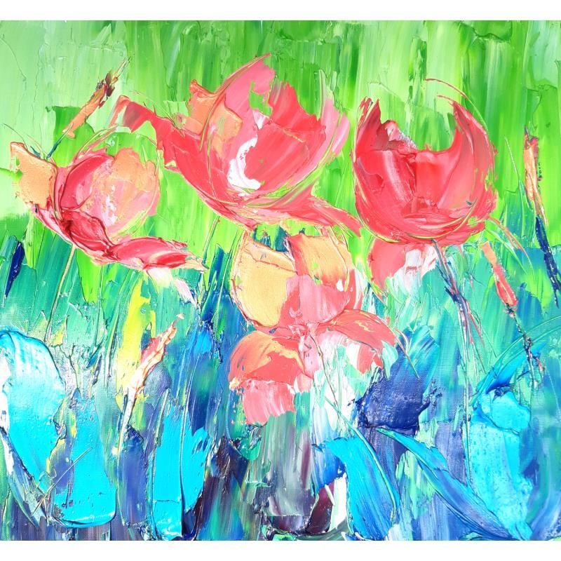 Painting MOVE TULIP 100923 by Laura Rose | Painting Figurative Still-life Oil