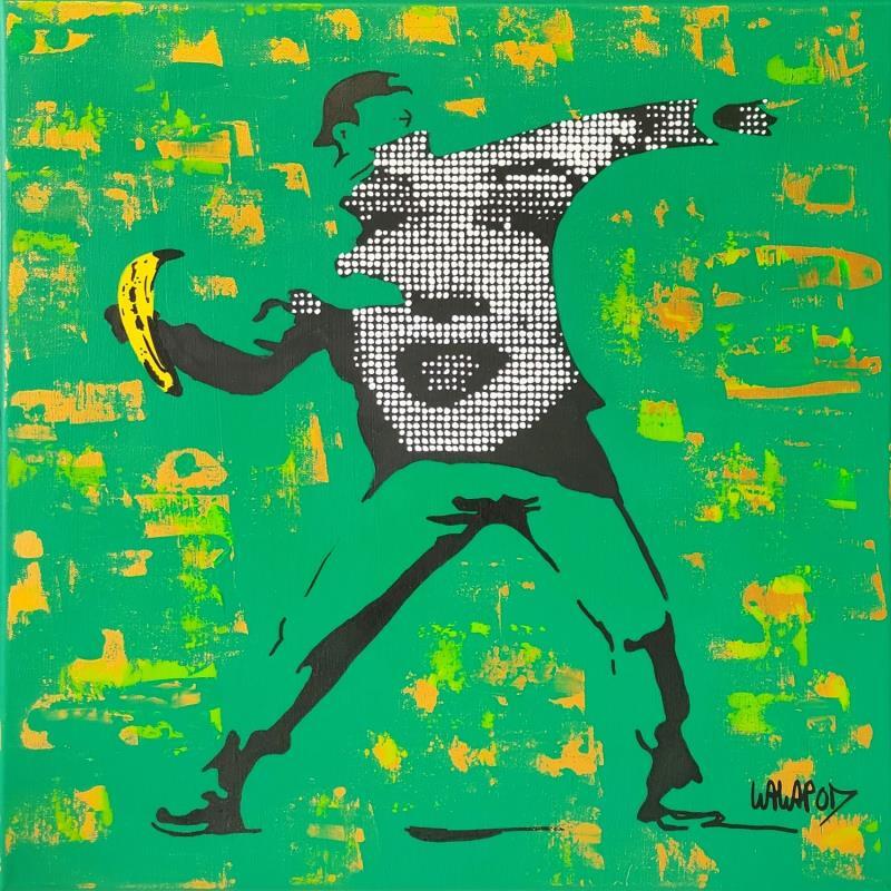 Painting Banksy Warhol / Vert  by Wawapod | Painting Pop-art Portrait Pop icons Acrylic Posca