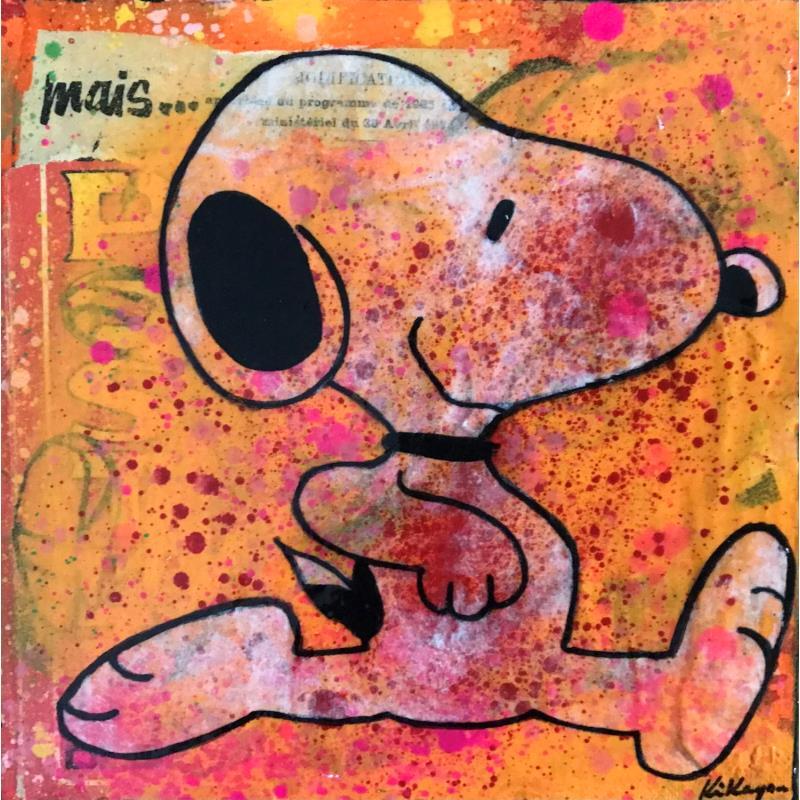 Gemälde Snoopy oups  von Kikayou | Gemälde Pop-Art Pop-Ikonen Graffiti Acryl Collage