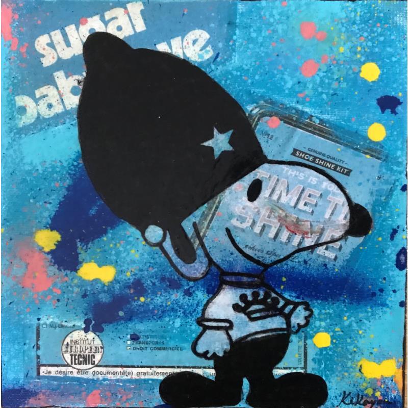 Peinture Snoopy sugar baby love par Kikayou | Tableau Pop-art Icones Pop Graffiti Acrylique Collage