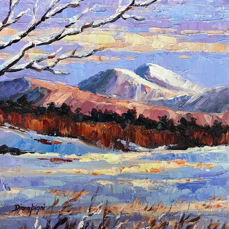 Painting Sunset in the Mountains by Pigni Diana | Painting Impressionism Oil Landscapes, Nature, Pop icons