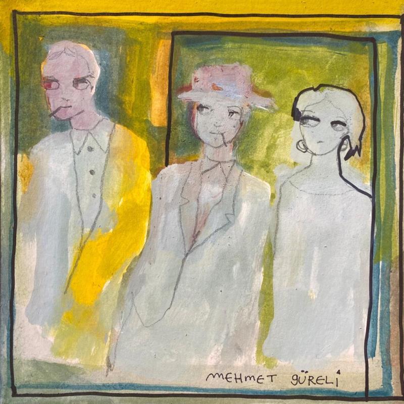 Gemälde blues trio von Gureli Mehmet | Gemälde Figurativ Alltagsszenen Aquarell