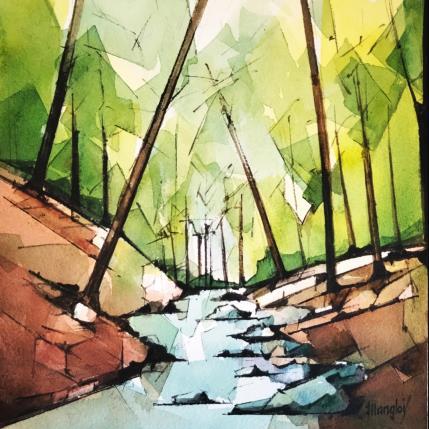 Painting Ruisseau by Langlois Jean-Luc | Painting Figurative Watercolor Nature