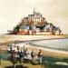 Painting MONT St MICHEL by Langlois Jean-Luc | Painting Figurative Landscapes Watercolor