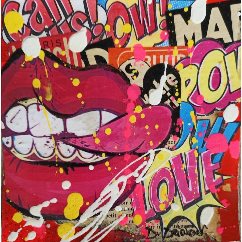 Peinture Un tendre baiser par Drioton David | Tableau Pop-art Icones Pop Acrylique Collage