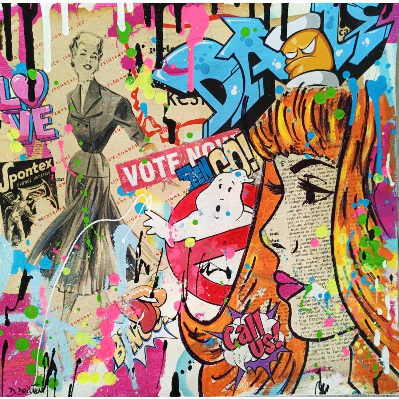 Peinture THE SEXY GIRL par Drioton David | Tableau Pop-art Acrylique, Collage Icones Pop