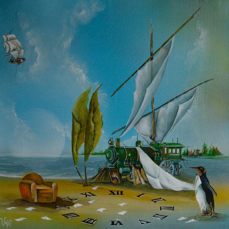 Gemälde Un voyage désorganisé von Valot Lionel | Gemälde Surrealismus Acryl, Öl Alltagsszenen