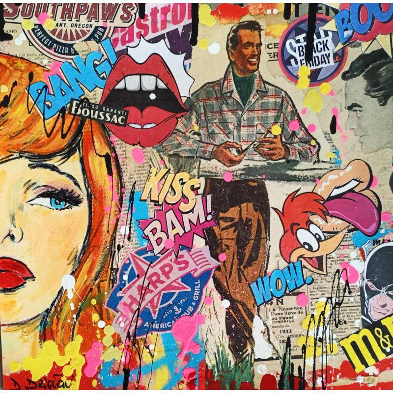 Gemälde REGARDE MOI AVEC AMOUR von Drioton David | Gemälde Pop-Art Pop-Ikonen Acryl Collage