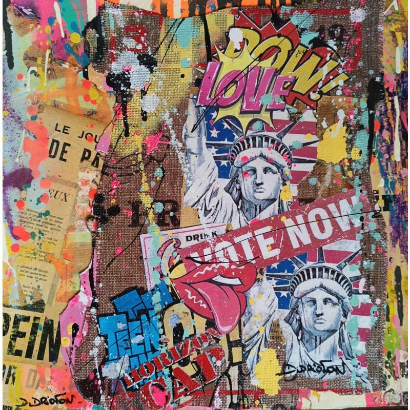 Peinture NEW  YORK N° 2 par Drioton David | Tableau Pop-art Icones Pop Acrylique Collage
