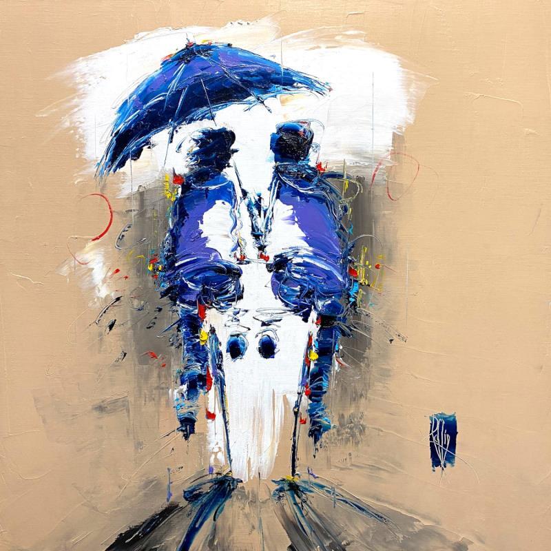 Peinture Sous ton Parapluie par Raffin Christian | Tableau Figuratif Urbain Huile