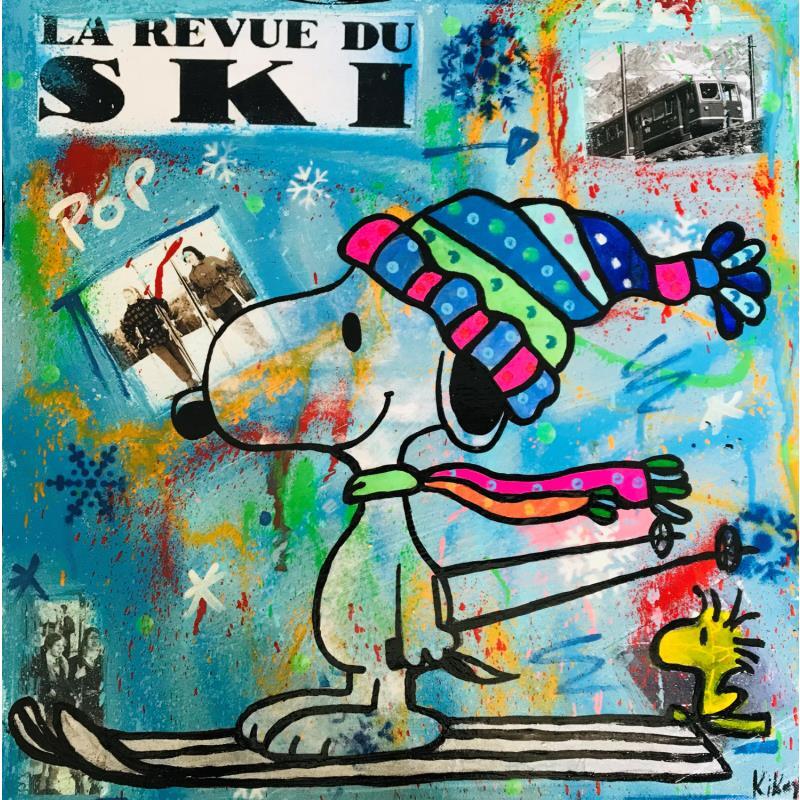 Painting Snoopy et woodstock ski by Kikayou | Painting Pop-art Pop icons Graffiti Acrylic Gluing