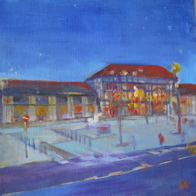 Painting Nuit étoilée à la gare by Galileo Gabriela | Painting Figurative Urban Oil