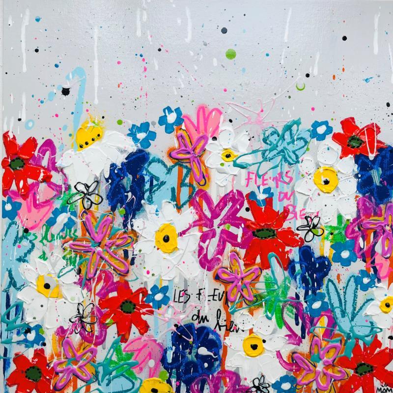 Peinture JUNGLE FLOWERS par Mam | Tableau Pop-art Acrylique Nature, Natures mortes, Paysages