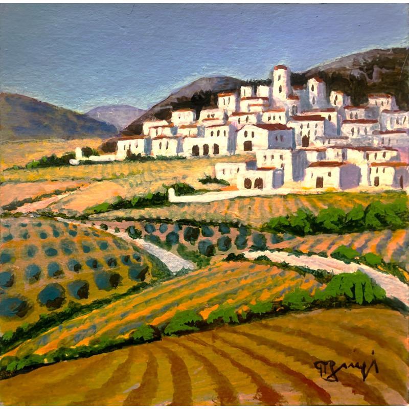 Painting AP63 VILLAGE ANDALOU by Burgi Roger | Painting Figurative Acrylic Landscapes, Nature, Urban