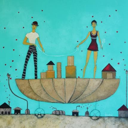 Painting Nuestro hilo blanco   by Vergottini Paola | Painting Illustrative Mixed Life style