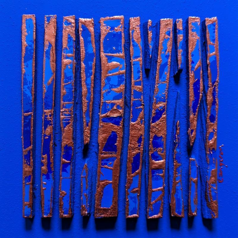 Peinture bc10 impression bleu cuivre par Langeron Luc | Tableau Matiérisme Acrylique, Bois, Résine
