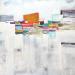 Gemälde La porte du ciel von Lau Blou | Gemälde Abstrakt Landschaften Acryl Collage Blattgold Papier