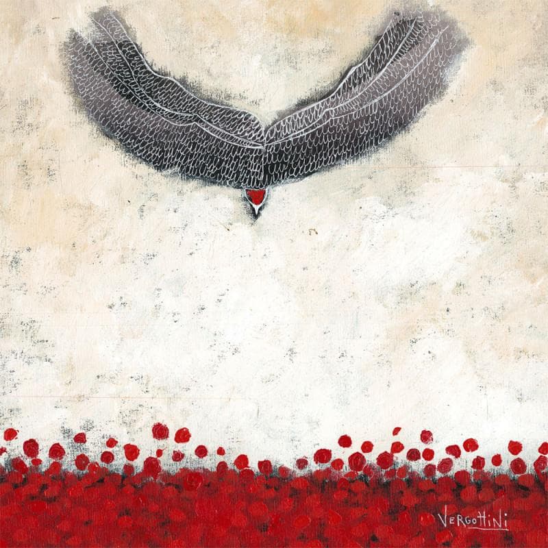 Painting Vuelo a tierra by Vergottini Paola | Painting Illustrative Mixed Life style