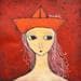 Peinture Viajera de tierras rojas par Vergottini Paola | Tableau Illustration Mixte scènes de vie