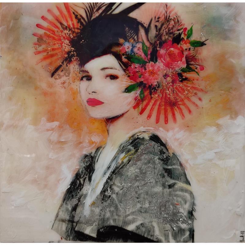 Painting Elena con sombrero by Bofill Laura | Painting Figurative Portrait Acrylic Resin