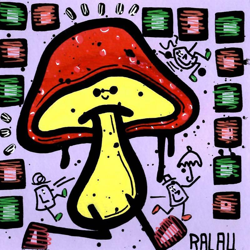 Peinture Badger or mushroom par Ralau | Tableau Street Art Acrylique, Posca Nature