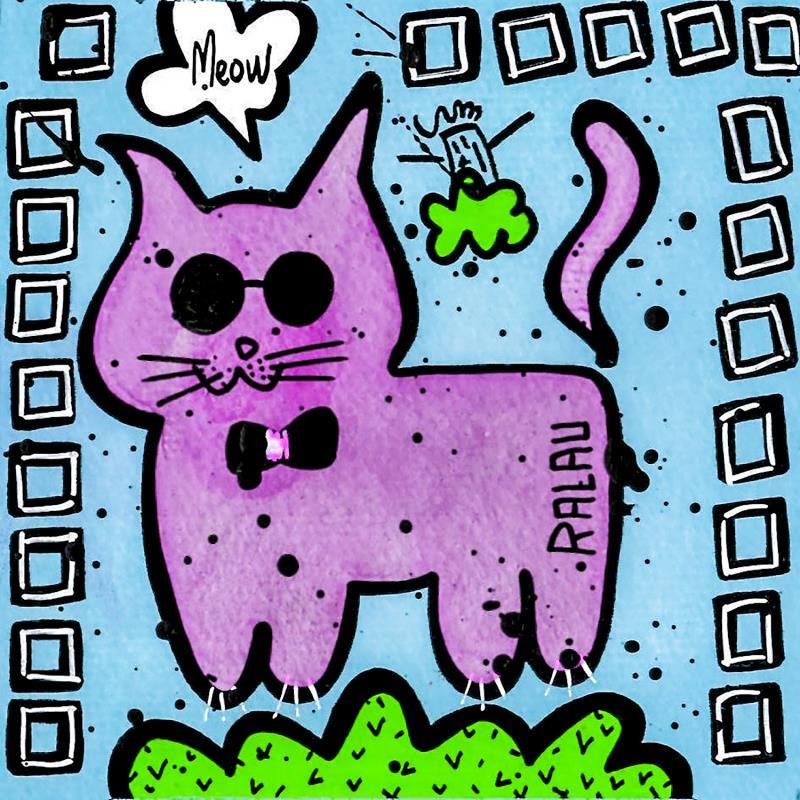 Peinture I'm not a cat par Ralau | Tableau Pop-art Animaux Acrylique Posca