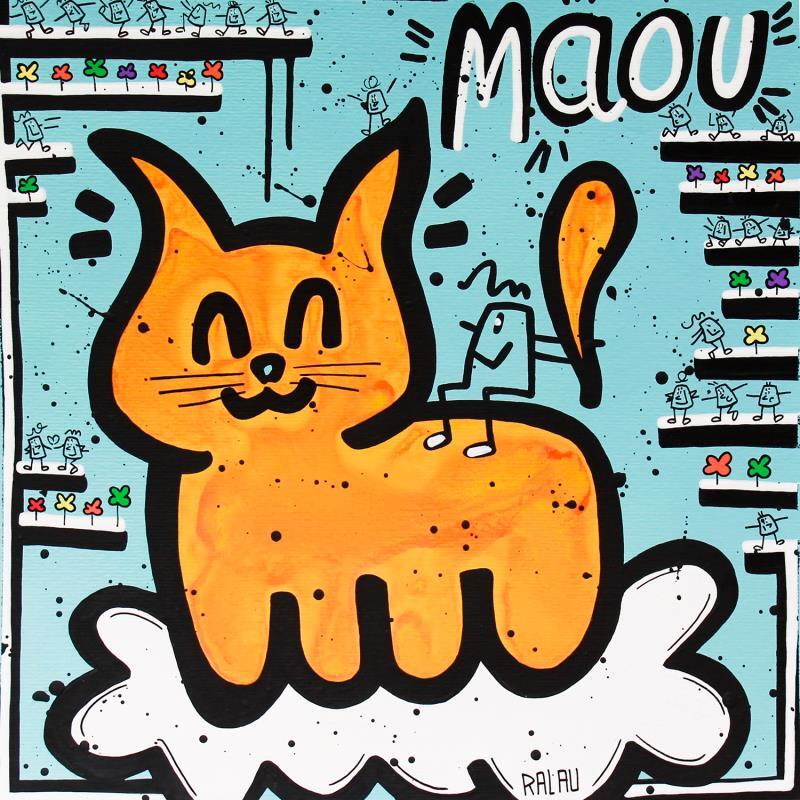 Peinture Maou par Ralau | Tableau Pop-art Animaux Acrylique Posca