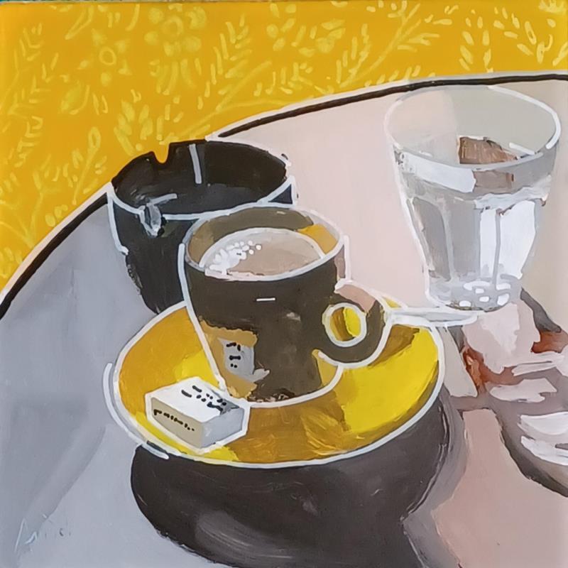 Gemälde Le café de l'aube von Auriol Philippe | Gemälde Figurativ Acryl, Plexiglas, Posca Stillleben